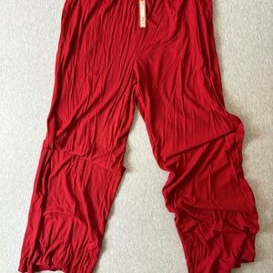 SKIMS Soft Lounge Pant Brick Red Ribbed Wide Leg
